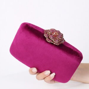 Evening Clutch — Suede-Finish Jewel Clasp